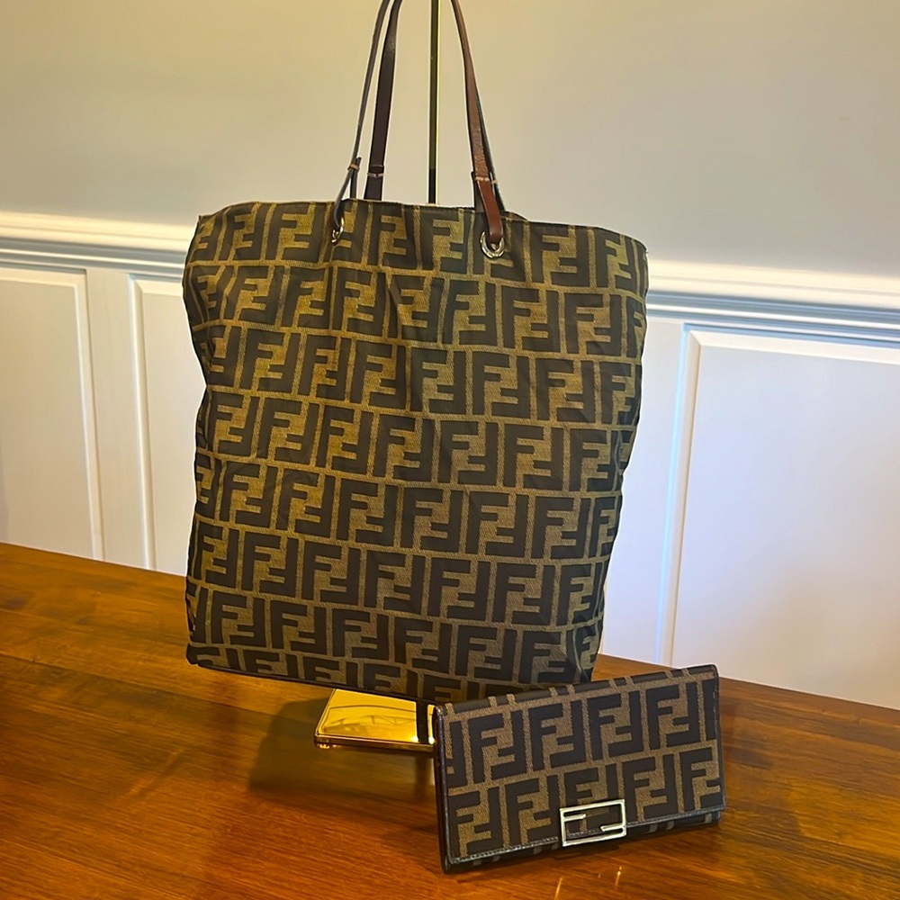 Fendi Zucca Tote and Wallet set